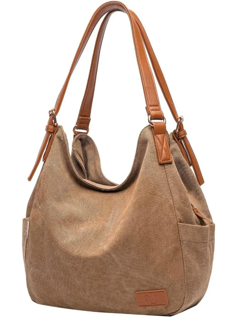 Stylish Multi-Pocket Canvas Hobo Tote Bag - Casual Embroidered Shoulder Handbag